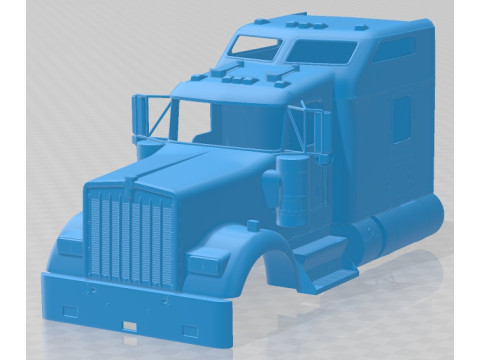 Kenworth W900 Sleeper Cab Trailer 2014 Printable Body Cabin Truck 3D Print Model