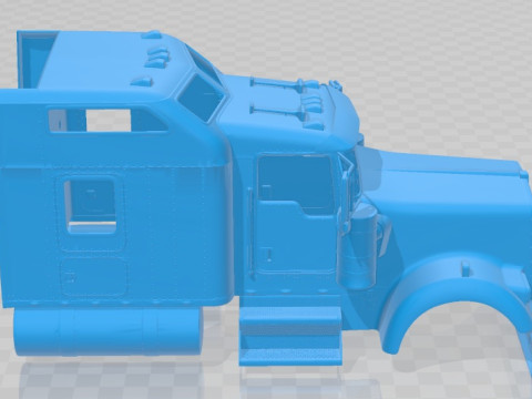 Kenworth W900 Sleeper Cab Trailer 2014 Printable Body Cabin Truck Modello di stampa 3D