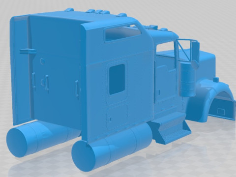 Kenworth W900 Sleeper Cab Trailer 2014 Printable Body Cabin Truck Modello di stampa 3D