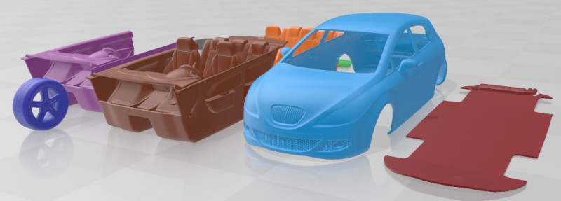 Seat Leon 2008 Printable Body Car 3D 프린트 모델 .c4d .max .obj .3ds .fbx .stl .blend 
