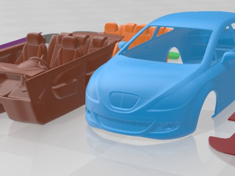 Seat Leon 2008 Printable Body Car Modelo de impresión 3D