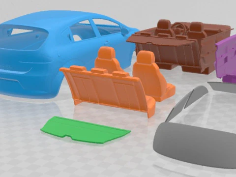 Seat Leon 2008 Printable Body Car 3D Print Model