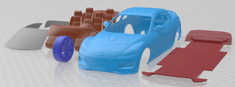 Mazda RX 8 2011 Printable Car 3D Print Model .c4d .max .obj .3ds .fbx .stl .blend