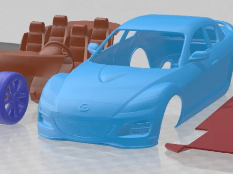 Carro imprim&iacute;vel Mazda RX 8 2011 Modelo de Impressão 3D