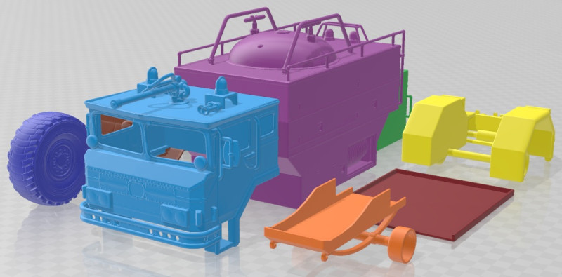 Yankee Walter PLF 6000 Dry Powder Truck 1972 Printable Model do druku 3D .c4d .max .obj .3ds .fbx .stl .blend 