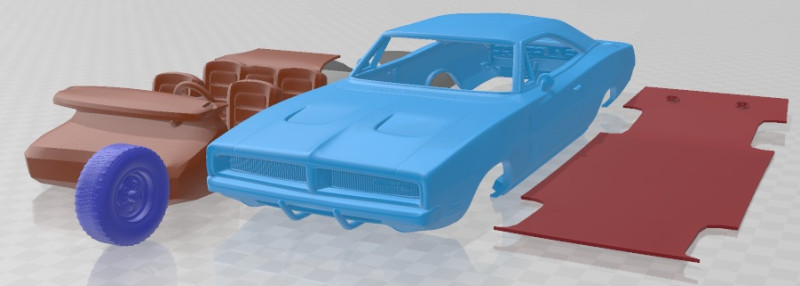 Dodge Charger RT 1969 Printable Car 3D Druckmodell .c4d .max .obj .3ds .fbx .stl .blend