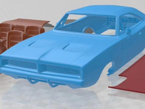 Auto stampabile Dodge Charger RT 1969 Modello di stampa 3D