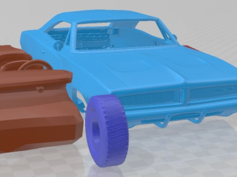 Dodge Charger RT 1969 Printable Car 3D Baskı Modeli