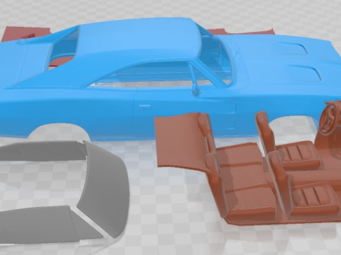 Dodge Charger RT 1969 Printable Car 3D Baskı Modeli