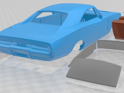 Dodge Charger RT 1969 Printable Car 3D Baskı Modeli