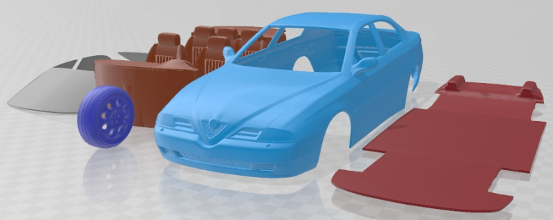 Alfa Romeo 166 1998 Printable Car Modèles 3D en vedette .c4d .max .obj .3ds .fbx .stl .blend 