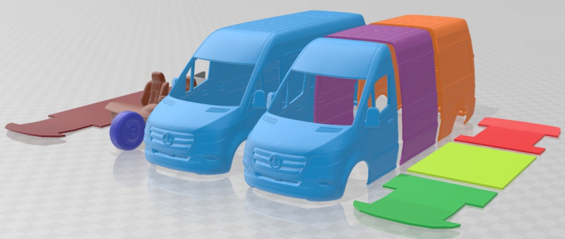 Mercedes Benz Sprinter Panel L2H2 2019 Printable Van 3Dプリントモデル .c4d .max .obj .3ds .fbx .stl .blend 