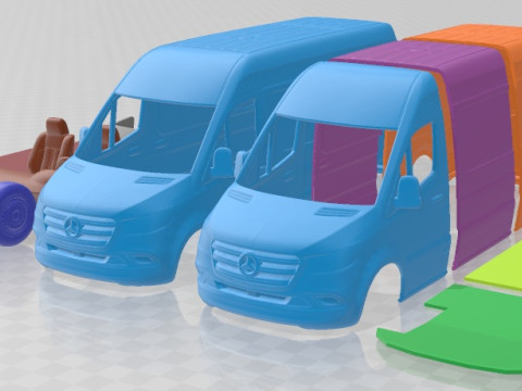 Mercedes Benz Sprinter Panel L2H2 2019 Printable Van Modelo de impresión 3D