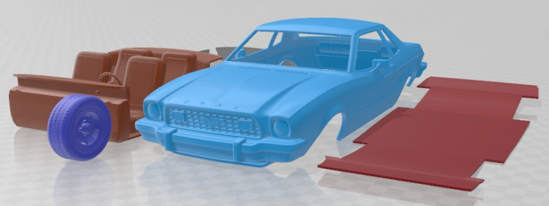 Mustang Coupe 1974 3D 프린트 모델 .c4d .max .obj .3ds .fbx .stl .blend 
