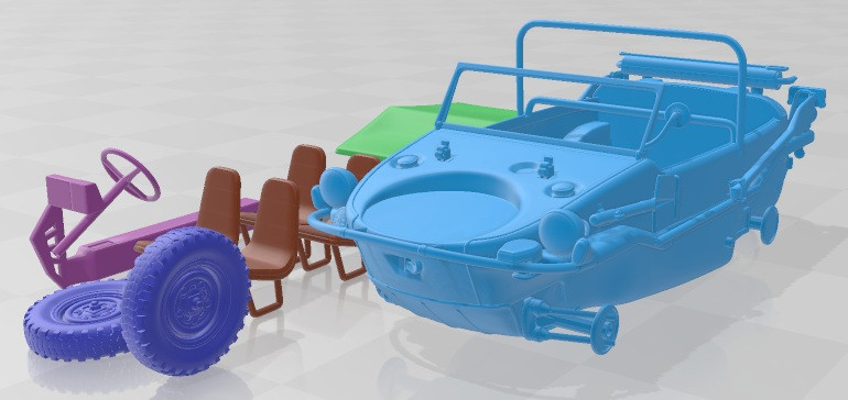 Volkswagen Schwimmwagen 1942 Printable Car Model Cetak 3D .c4d .max .obj .3ds .fbx .stl .blend 