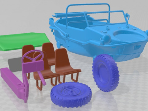 Volkswagen Schwimmwagen 1942 Printable Car Model Cetak 3D
