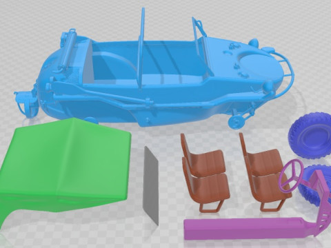 Volkswagen Schwimmwagen 1942 Printable Car Model Cetak 3D