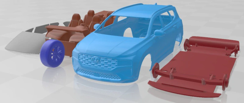 Hyundai Santa Fe Basic 2021 Printable Car 3D Print Model .c4d .max .obj .3ds .fbx .stl .blend