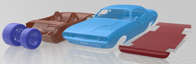 Dodge Challenger 1970 ProTouring Printable Car 3Dプリントモデル .c4d .max .obj .3ds .fbx .stl .blend 
