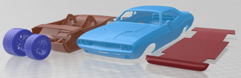 Carro imprim&iacute;vel Dodge Challenger 1970 ProTouring Modelo de Impressão 3D .c4d .max .obj .3ds .fbx .stl .blend 