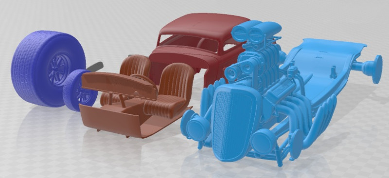 1935 Hot Rod Printable Car 3D Baskı Modeli .c4d .max .obj .3ds .fbx .stl .blend 