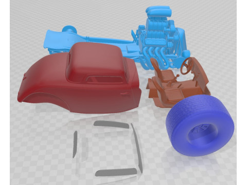 1935 Hot Rod Printable Car 3D Baskı Modeli