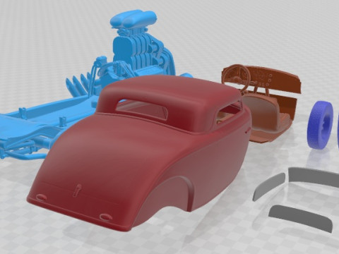 1935 Hot Rod Printable Car 3D Baskı Modeli