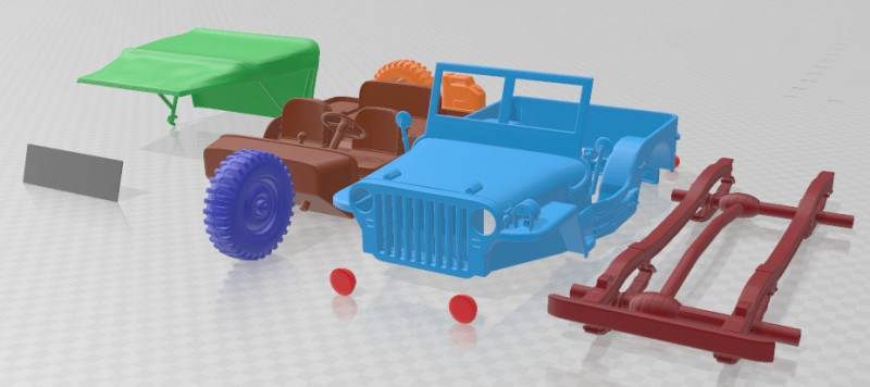 Jeep Willys MB Printable Car 3D 프린트 모델 .c4d .max .obj .3ds .fbx .stl .blend 