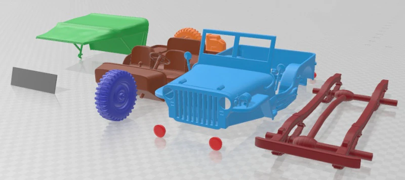 Jeep Willys MB Printable Car 3D Print Model .c4d .max .obj .3ds .fbx .stl .blend