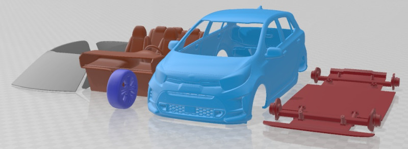 Kia Picanto GT Line 2021 Printable Car 3D प्रिंट मॉडल .c4d .max .obj .3ds .fbx .stl .blend 