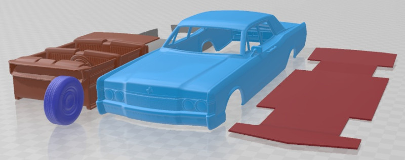 Lincoln Continental Sedan 1968 Printable Car 3Dプリントモデル .c4d .max .obj .3ds .fbx .stl .blend 