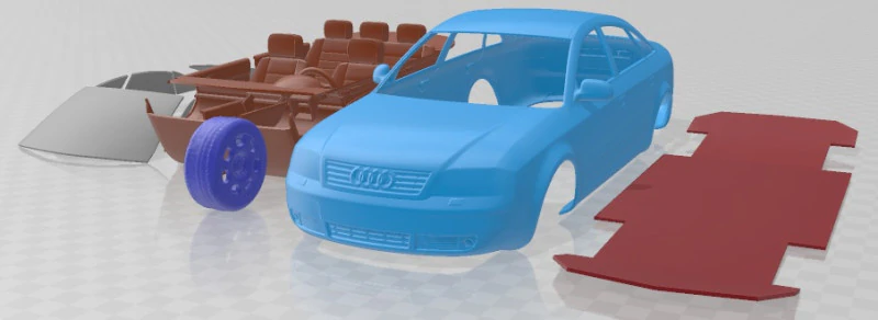 Audi A6 Sedan 1997 Printable Car 3D Print Model .c4d .max .obj .3ds .fbx .stl .blend 