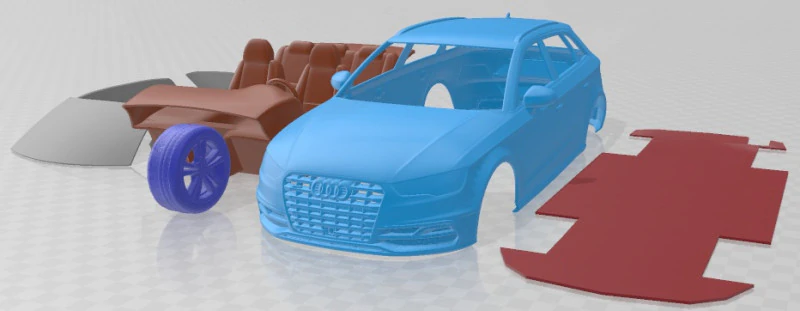 Audi A3 5 Doors S Line 2014 Printable Car 3D Print Model .c4d .max .obj .3ds .fbx .stl .blend 