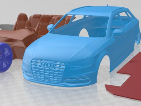 아우디 A3 5 도어 S 라인 2014 인쇄 가능한 자동차 3D 프린트 모델