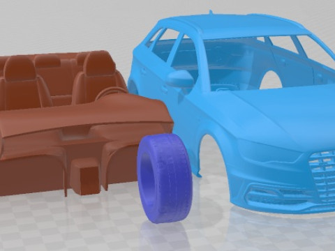 Audi A3 5 Doors S Line 2014 Printable Car Modèles 3D en vedette