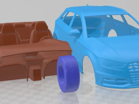 Audi A3 5 Doors S Line 2014 Printable Car 3D Print Model