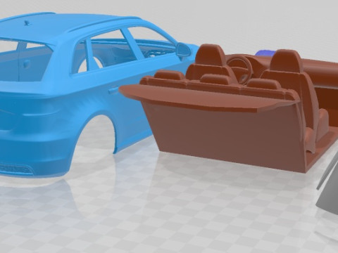 Audi A3 5 Doors S Line 2014 Printable Car Modèles 3D en vedette