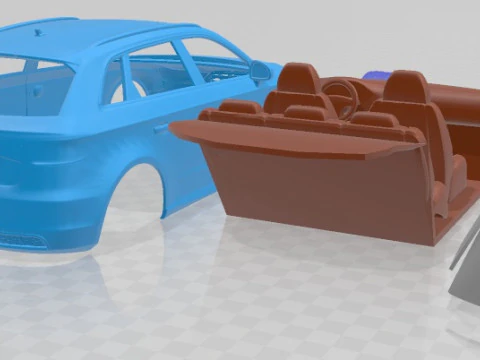 Audi A3 5 Doors S Line 2014 Printable Car 3D Print Model