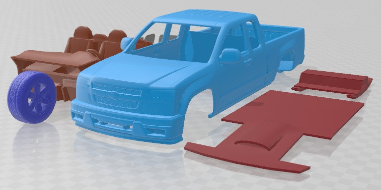 Chevrolet Colorado Extended Cab Printable Car 3D Baskı Modeli .c4d .max .obj .3ds .fbx .stl .blend 