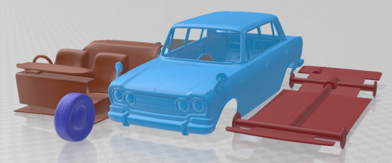 Mitsubishi Colt 1500 Sedan 1965 Printable Car 3D 프린트 모델 .c4d .max .obj .3ds .fbx .stl .blend 