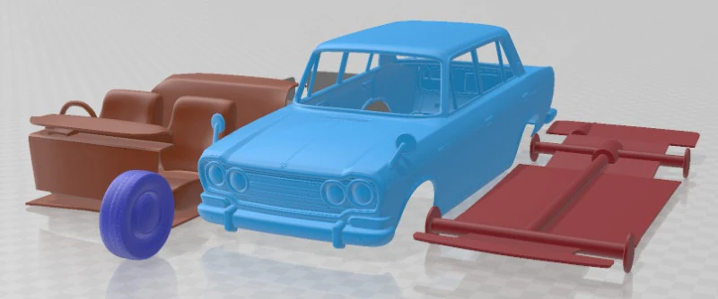 Mitsubishi Colt 1500 Sedan 1965 Printable Car 3D Print Model .c4d .max .obj .3ds .fbx .stl .blend