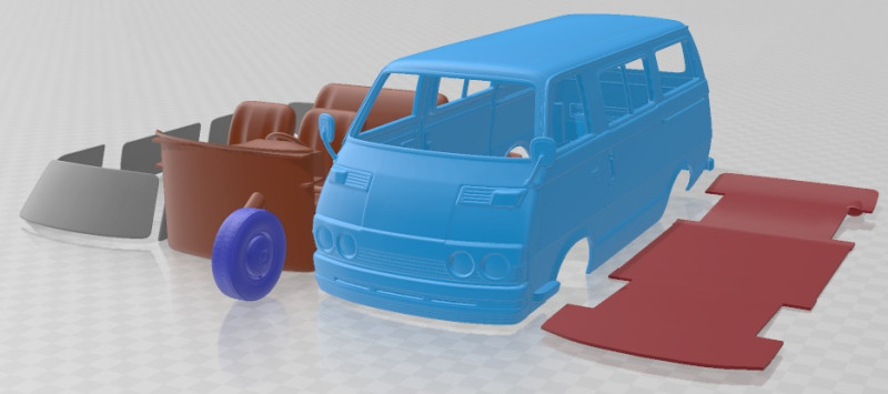 Mitsubishi Delica 1974 Printable Van 3D Baskı Modeli .c4d .max .obj .3ds .fbx .stl .blend 