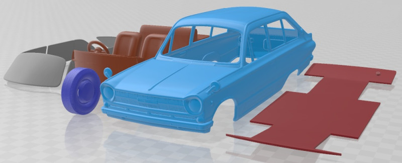 Mitsubishi Colt 1000F 1966 Printable Car Modello di stampa 3D .c4d .max .obj .3ds .fbx .stl .blend 