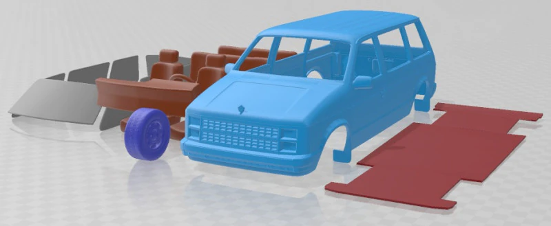 Dodge Caravan 1984 Printable Car 3D Print Model .c4d .max .obj .3ds .fbx .stl .blend 