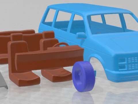 Dodge Caravan 1984 Printable Car 3D Print Model