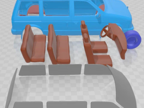 Dodge Caravan 1984 Printable Car 3D Print Model