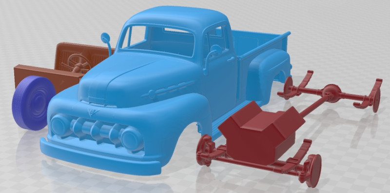 F 1 Pickup 1952 Printable Car 3D-Druckmodell .c4d .max .obj .3ds .fbx .stl .blend 