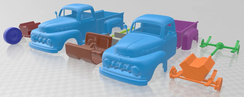 F 1 Pickup 1952 Printable Car 3D Print Model .c4d .max .obj .3ds .fbx .stl .blend 