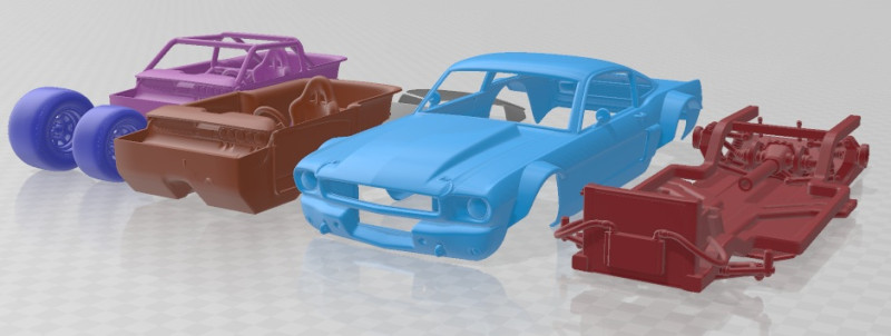 Mustang 65 Wide Body Printable Car Modelo de Impressão 3D .c4d .max .obj .3ds .fbx .stl .blend 