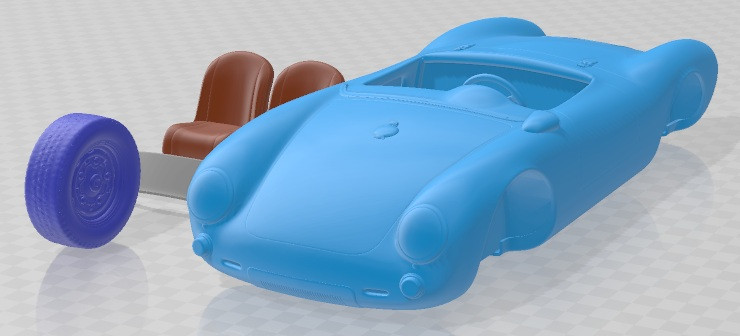 Porsche Spyder 550 1955 Printable Car 3D प्रिंट मॉडल .c4d .max .obj .3ds .fbx .stl .blend 